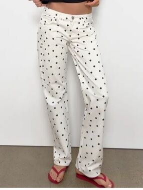 Zara Low Rise wide Leg  Polka Dot Jeans | 6